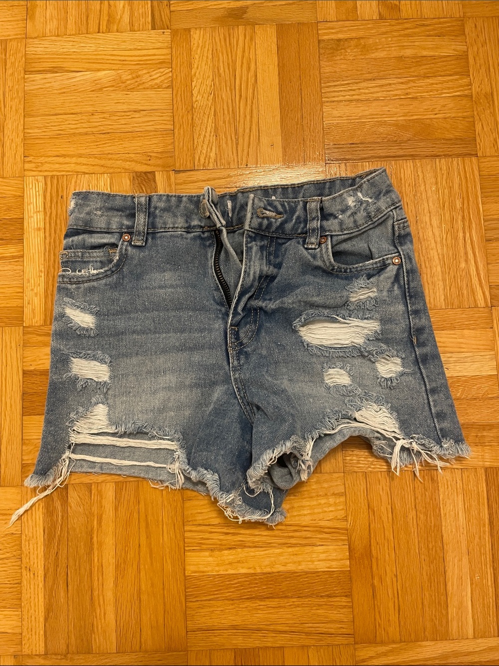 Urban Planet Ripped Light Blue Denim Shorts